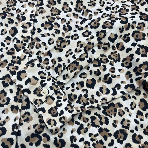 Chico's Animal Print No Iron Button Up Shirt Blouse Size 2 12/14 Mob Wife - Picture 5 of 12
